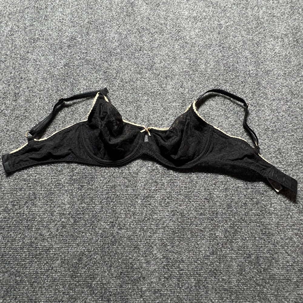 B.tempt'd Wacoal Ciao Bella Balconette Bra 32DD Black Lace‎ Tan Trim 951133